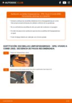 La guía profesional para realizar la sustitución de Escobillas de Limpiaparabrisas en tu Opel Vivaro A Combi 2.0 CDTI (F7, J7, A07)