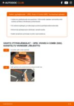 Online-ohjekirja, kuinka vaihtaa Tuulilasinpyyhkijät OPEL VIVARO Combi (J7) -malliin