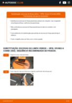 O guia profissional para substituir o produto Escovas do Limpa Vidros no teu Opel Vivaro A Combi 2.0 CDTI (F7, J7, A07)