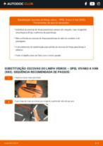 Tutorial passo a passo em PDF sobre a substituição de Escovas do Limpa Vidros no OPEL VIVARO Box (F7)