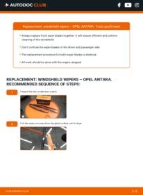 How to carry out replacement: Wiper Blades 2.0 CDTI 4x4 Opel Antara 07