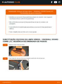 Como realizar a substituição de Escovas do Limpa Vidros 2.0 CDTI VAUXHALL VIVARO Combi (J7)