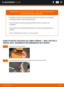 Como realizar a substituição de Escovas do Limpa Vidros 1.8 16V Opel Vectra C Sedan