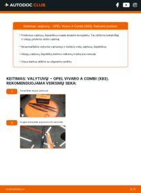 Kaip atlikti keitimą: Opel Vivaro A Combi 2.0 CDTI (F7, J7, A07) Valytuvo gumelė