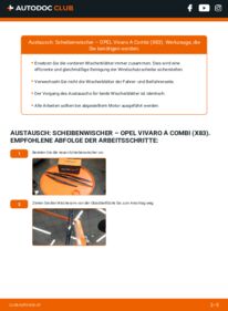 Wie der Austausch bewerkstelligt wird: Scheibenwischer 2.0 CDTI (F7, J7, A07) Opel Vivaro A Combi