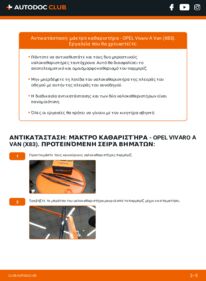Πώς να πραγματοποιήσετε αντικατάσταση: Μάκτρο καθαριστήρα na Vivaro A Van (X83) 2.0 CDTI (F7)