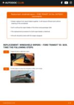 Step by step PDF-tutorial on Wiper Blades FORD TRANSIT '55- Box replacement