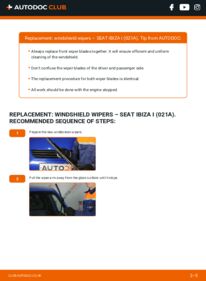How to carry out replacement: Wiper Blades 1.5 Seat Ibiza 021A