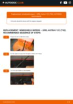 Step by step PDF-tutorial on Wiper Blades OPEL ASTRA F Hatchback (53_, 54_, 58_, 59_) replacement