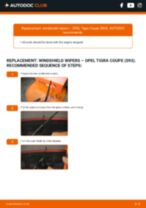 How do I change the Windscreen wipers on my Tigra Twintop (X04) 1.3 CDTI (R97)? Step-by-step guides