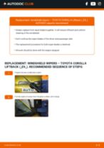 Step by step PDF-tutorial on Wiper Blades TOYOTA COROLLA Liftback (_E9_) replacement