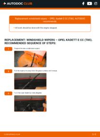 How to carry out replacement: Wiper Blades 2.0 GSI (C08, C48, D08, D48) Opel Kadett E CC