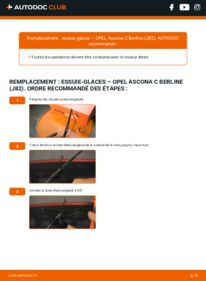 Comment effectuer un remplacement de Essuie-glace 1.6 S (F11, M11, F68, M68) Opel Ascona C