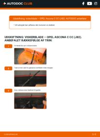Hvordan man udfører udskiftning af: Viskerblade på 1.6 S (F68, M68) Opel Ascona C CC