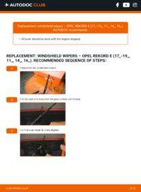 How to carry out replacement: Wiper Blades 2.2 E OPEL REKORD E (17_-19_, 11_, 14_, 16_)