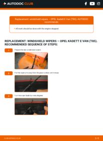 How to carry out replacement: Wiper Blades 1.7 D (C70, D70) OPEL KADETT E Box (37_, 47_)