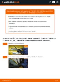 Como realizar a substituição de Escovas do Limpa Vidros 1.3 (EE90) Toyota Corolla Compact