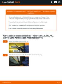 Wie der Austausch bewerkstelligt wird: Scheibenwischer 1.0 (EP70L, EP70R) Toyota Starlet 3