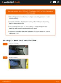 Kaip atlikti keitimą: Toyota Yaris Verso 1.3 (NCP20_, NCP22_) Oro filtras, keleivio vieta