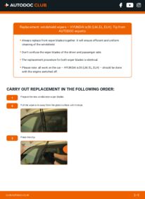 How to carry out replacement: Wiper Blades 1.7 CRDi Hyundai IX35 LM