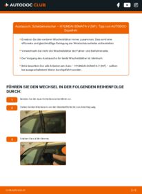 Wie der Austausch bewerkstelligt wird: Scheibenwischer 2.0 CRDi Hyundai Sonata NF