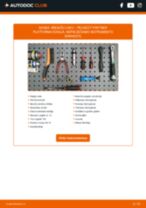 Tiešsaistes rokasgrāmata, kā pašam mainīt Bremžu loku komplekts uz PEUGEOT PARTNER Platform/Chassis